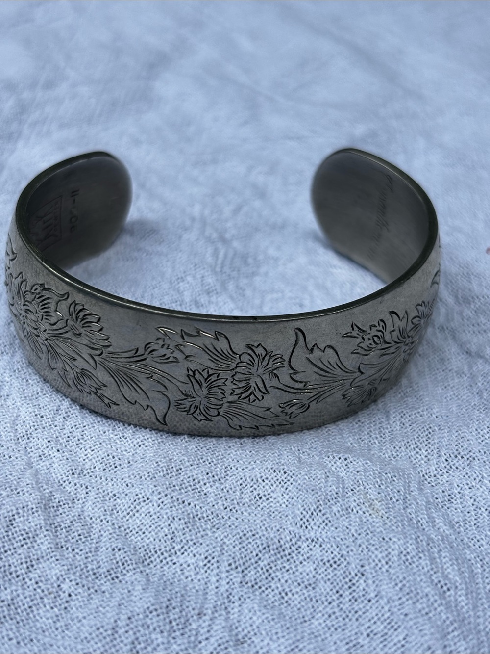 Kirk Stieff Pewter Floral Cuff Bracelet Chrysanthemum 900-11